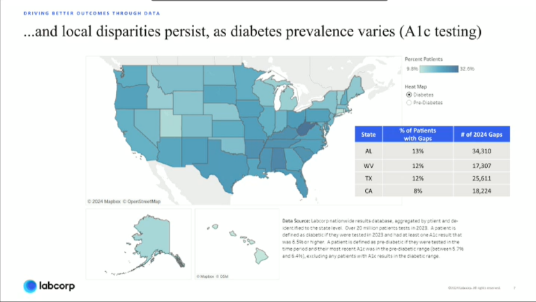 Health Disparities for Diabetes Map- From AHIP Fall 2025 VBC Webinar-Laura Doyle Insights